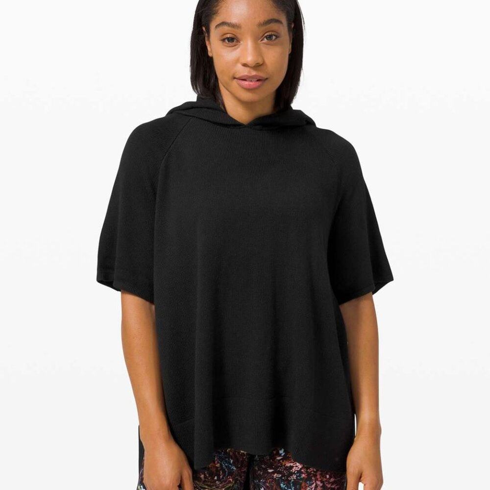Lululemon Opened Up Poncho Hoodie Cashlu Knit Split Side Pullover Size XS/S